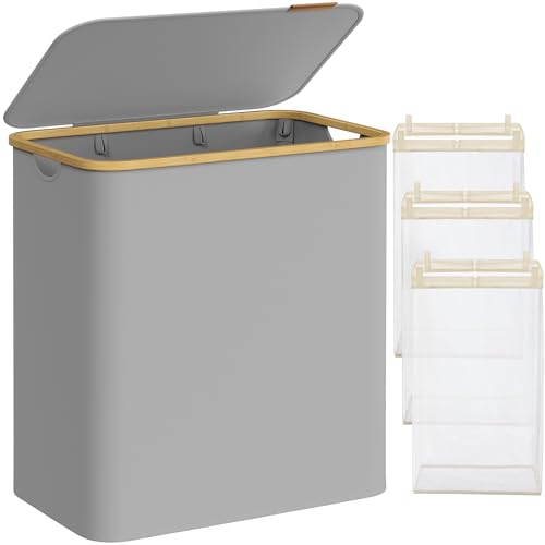Cesto de Roupa Suja com Tampo SONGMICS | 150L - Cinza (Cama e Leito) SONGMICS - Aparelhos de lavanderia - 150L, cinza, tampo