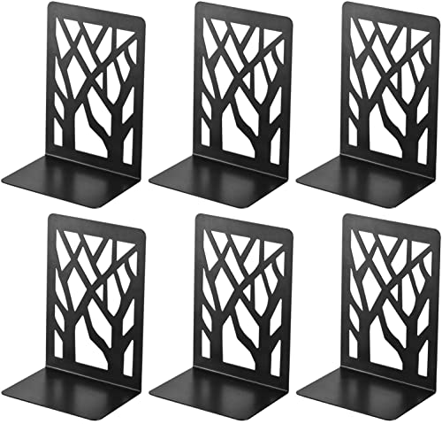 Suporte para Livros 3 Pares Suportes Livros Metal Preto AMZMUKAUP - Suportes de livros - aço, 17,5x12x9cm, preto, 3 pares