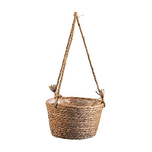 Cesto SINGERU com Corda e Correia (Rattan - 25 x 16.5 x 31 cm) Singeru - Vasos e canteiros - rattan, suspensório, natural, 25x16.5x31 cm