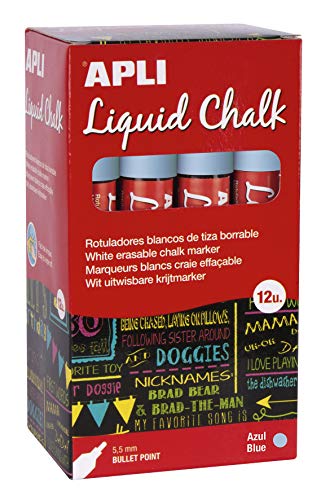 Marcador APLI 1000 Liquid Chalk Markers Azul APLI - Marcadores e marcadores de texto - liquid chalk, azul, fácil apagar, ponta redonda