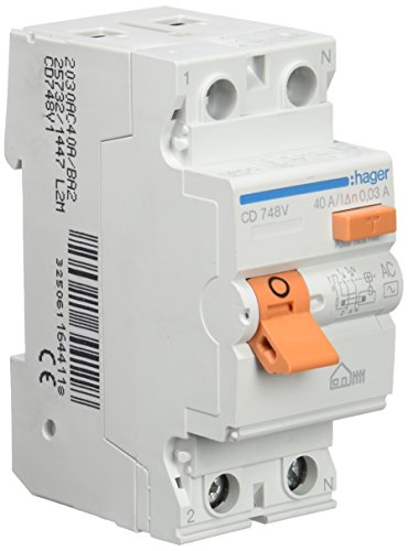 Disjuntor de corrente HAGER CD748V | Branco (Electricidade e Domótica) Hager - Interruptores e relés especiais - disjuntor, corrente, hager, cd748v, branco