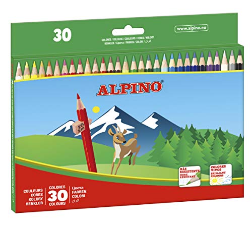 Lápis ALPINO 30 Cores (Caixa de 30 Un) Alpino - Lápis - 30 cores, resistente à água, mina 3 mm, hexagonal