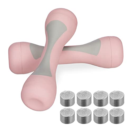 Conjunto de 2 Halteres Relaxdays 80040002 | Cinzento Relaxdays - Levantamento de peso - 4 peças, superfície ergonómica, borracha, extra de peso