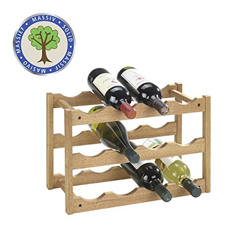 WENKO Prateleira de vinho com prateleiras em madeira de carvalho (Castanho - 42x28x21cm) Wenko - Prateleiras industriais - madeira, carvalho, 6 garrafas, 42x28x21cm