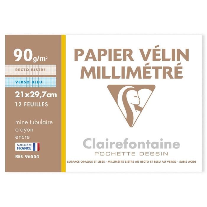 Papel de Desenho CLAIREFONTAINE Pefc Azul (21x29.7cm) Clairefontaine - Papel para fichários - azul, 21x29.7cm