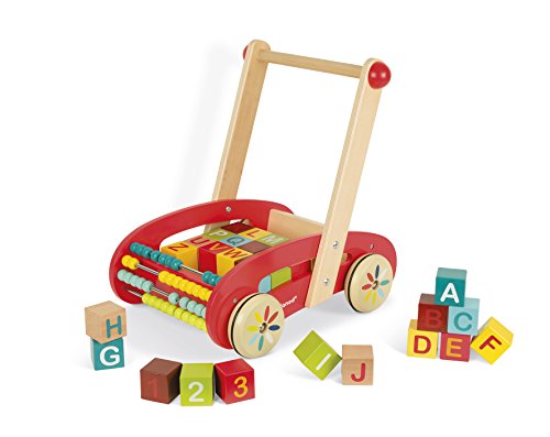 Andarilho JANOD ABC Buggy (Idade Mínima Recomendada: 1 ano) Janod - Móveis para bebês e crianças pequenas - letras, números, superfície tatuável, 1 ano