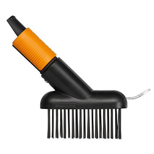 Escova para Juntas FISKARS Quikfit (Laranja) Fiskars - Cabeças de ferramentas de jardinagem - cerdas de aço, lâmina incorporada, remover musgo, ervas daninhas