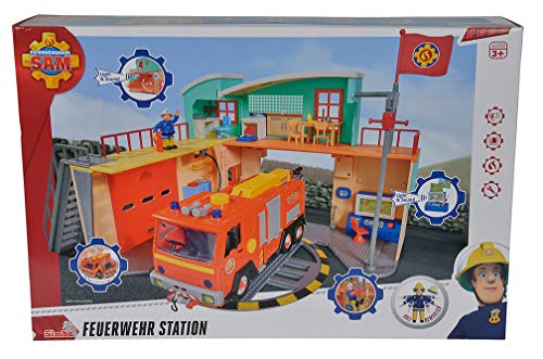 Figuras de Ação SAM THE FIRE FIGHTER Station with Officer Steele Smoby - Brinquedos - figura, uniforme, helicóptero, carro, camião
