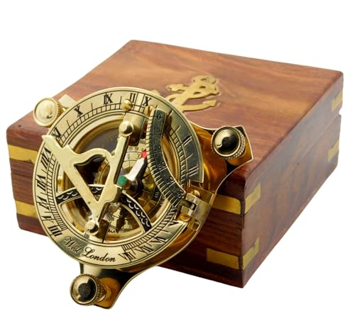 Compasso Solar Marinho de 7.6 Cm Antigo Nautico de Bronze Nautical World - Bússolas navegacionais - compasso solar, marinho, antigo, nautico, bronze, funcional