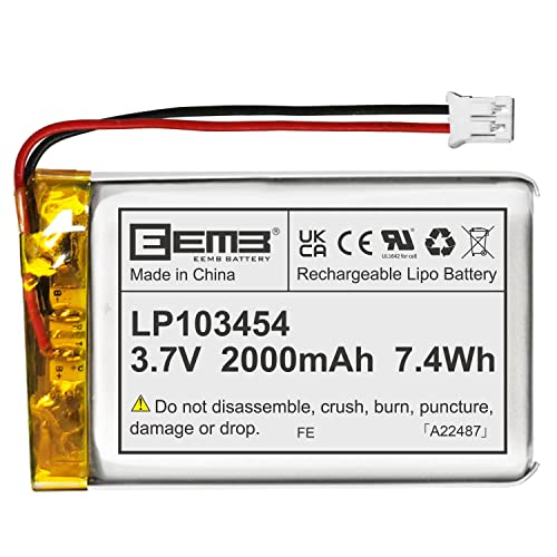 Bateria Recarregável EEMB 3.7V Bateria 2000mAh EEMB - Baterias - 3.7V, 2000mAh, 44,5mm, 28,6g