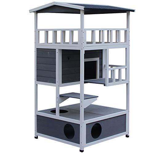 Casa para Gato PawHut | 78 x 76 x 140 cm - Madeira PawHut - Mobiliário para gatos - 78x76x140cm, madeira