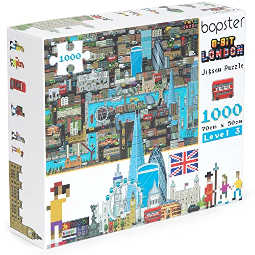 Puzzle BOPSTER London (Idade Mínima: 12 Anos - 1000 Peças) Click Europe Ltd. - Quebra-cabeças - madeira, 1000 peças, cidade de londres, retro