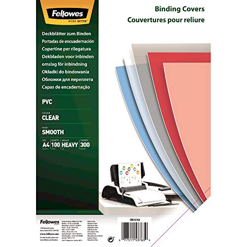 Pack 100 Capas para Encadernação FELLOWES 5376202 Fellowes - Papel de capa - pack, 100 capas, encadernação
