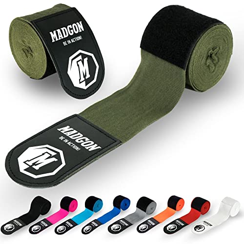 Faixa de Boxe MADGON com Correia Velcro e Gancho (3-4.5m) Martial Sports - Equipamento de proteção para boxe e artes marciais - correia velcro, gancho, 3-4.5m