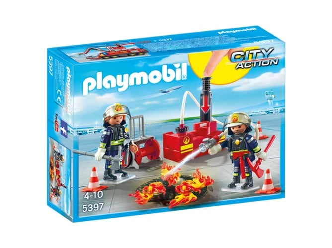 Playmobil City Action 5397 Equipa de Bombeiros (Idade Mínima Recomendada: 5 anos) PLAYMOBIL - Conjuntos de brinquedos - bombeiros, equipamento completo, suportes de pé, mangueira