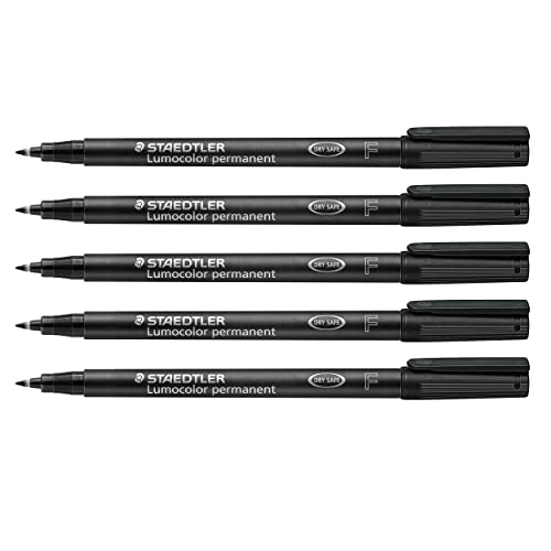 Marcador STAEDTLER Lumocolor Permanente Ponta F Preto (5 Un) Staedtler - Marcadores - ponta f, preto, permanente