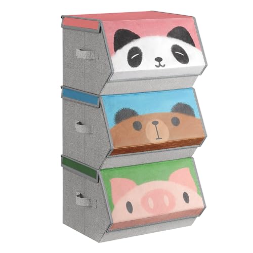 Caixa de Arrumação Infantil SONGMICS Rfb76P02 SONGMICS - Baús de armazenamento - infantil, preto branco, plástico, 3 peças