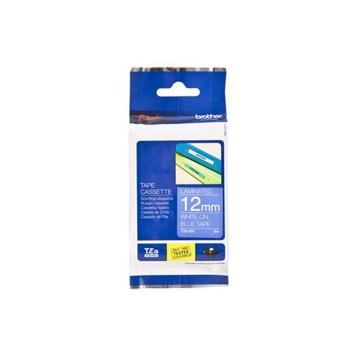 Fita para Etiquetadora Brother TZe-535 Branco sobre Azul Brother - Fitas de etiquetas e recargas - branco, azul, 12mm, 8m