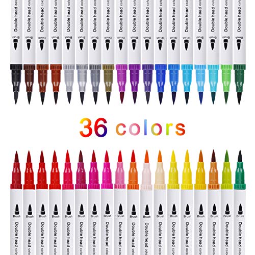 Canetas de Caligrafia MAOXINTEK Double Tip Brush Pen (36 Cores) MaoXinTek - Marcadores e marcadores de texto - canetas, caligrafia, maoxinktek, double tip brush pen, 36 cores