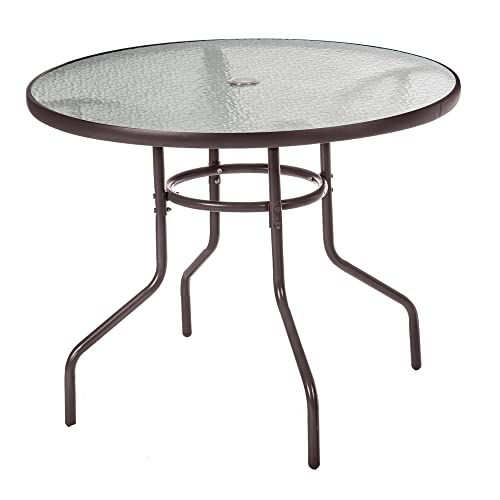 Mesa de Jardim Redonda Loha Home Classic | Cromado e Vidro | Ø 90 x 72 cm LOLAhome - Mesas de cozinha e sala de jantar - cromado, vidro, Ø 90 x 72 cm