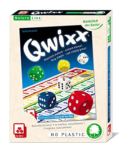 Jogo de tabuleiro NATURELINE Qwixx (8 anos) ASS ALTENBURGER - Cartões colecionáveis ​​ - 6 dados, muitos jogos, tensão, livre de plástico