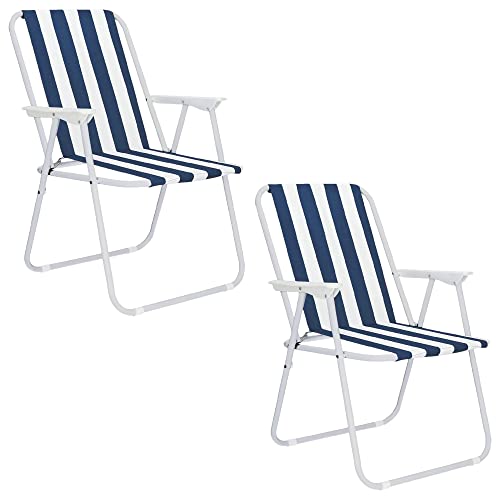 Conjunto de 2 Cadeiras de Praia TIENDA EURASIA Azul TIENDA EURASIA - Móveis de exterior - 2 cadeiras, praia, azul