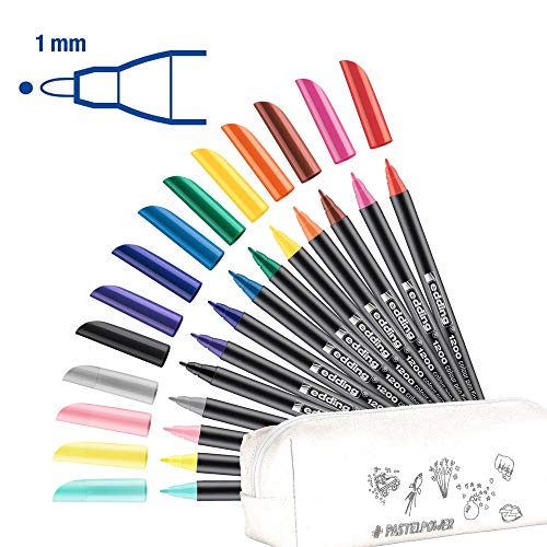 Conjunto de Canetas Fineliner EDDING 1200 (12+2) Edding - Canetas - canetas fineliner, 12+2, tinta à base de água, traço fino
