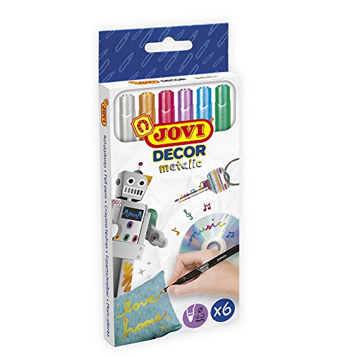 Marcador Metalico 6 Cores JOVI 1606M Jovi - Marcadores e marcadores de texto - 6 cores, metálico, tinta à base de água, removível