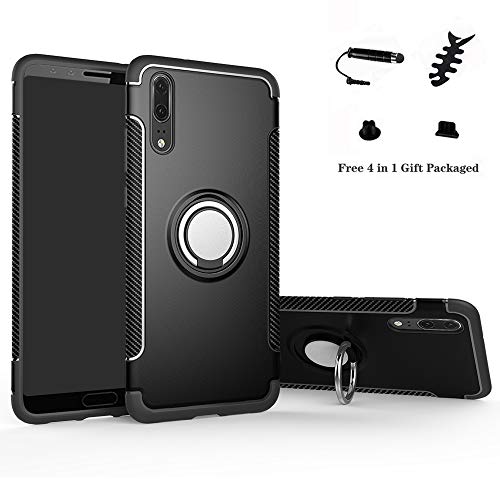Capa Huawei P20 LABANEMA 360 Rotating Ring Grip Stand Holder Preto labanema1987 - Capas para telemóveis - 360 graus, metal, policarbonato, resistente a riscos