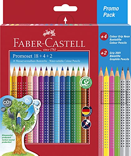 Lápis de Cor FABER-CASTELL Colour Grip 24 peças Faber-Castell - Lápis - 24 peças, traço suave, biodegradável, ergonômico