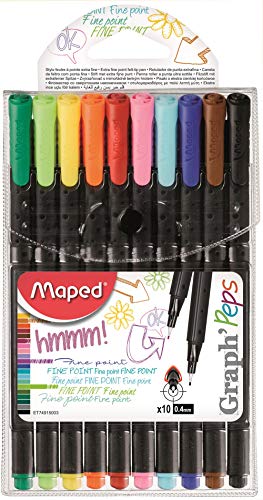 Marcador Maped Est/10 Graph Peps (Multicor - Ponta 0,4 mm) Maped - Canetas - multicor, ponta 0,4 mm, metal, à base de água