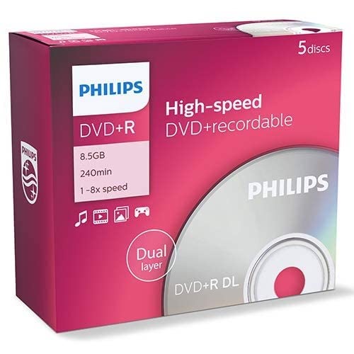 DVDs virgens PHILIPS DR8S8J05C 8,5 GB 5 peça(s) Philips - Mídias vazias - dvd virgens, philips, dr8s8j05c, 8,5 GB, 240 min