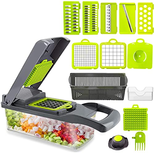 Toskope 15 em 1 cortador de vegetais com 7 lâminas intercambiáveis Toskope - Fatiadores de cozinha - 15 em 1, 7 lâminas intercambiáveis, legumes, frutas