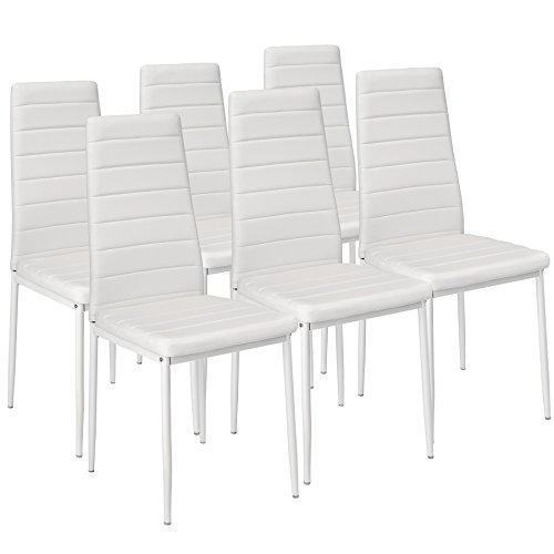 Conjunto de 6 Cadeiras TECTAKE (Branco - Poli-Rattan - 97x46x84 cm) TecTake - Cadeiras - 6 cadeiras, poli-rattan, 97x46x84 cm, pele sintética