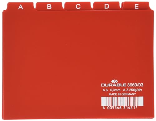 Durable 366003 caderno e bloco de notas Vermelho A5 Durable - Fichas de índice - vermelho, A5, papel, 280g