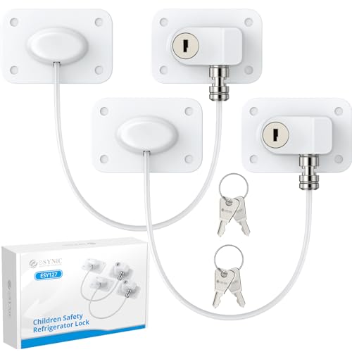 Esynic 2Pcs Cerradura de Segurança com Adesivos Fortes Sem Talher Bloco de Segurança com Cabo de 18Cm para Janelas Portas Gavetas eSynic - Eletrodomésticos de cozinha - bloco de segurança, adesivos fortes, sem talher, cabo de 18 cm