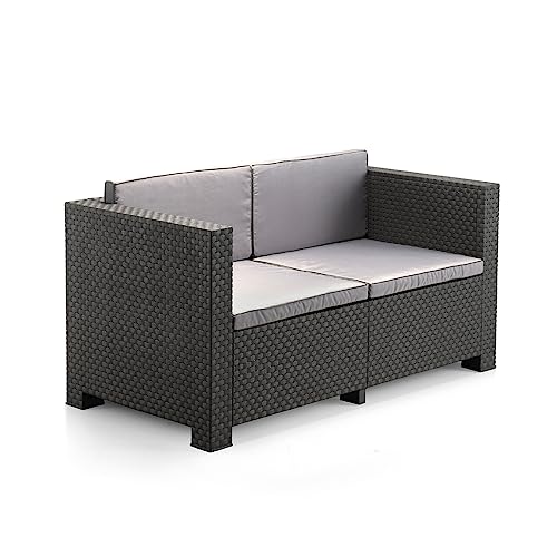Sofá 2 Lugares IMC CALIMAN Diva Cinzento (Largura x Profundidade x Altura) 100 x 70 x 60 cm SP BERNER - Sofás - 2 lugares, cinzento, 100x70x60 cm