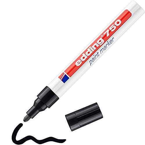 Marcador Permanente EDDING 750 Ponta Redonda Preto Edding - Marcadores e marcadores de texto - ponta redonda, tinta não esfumaça, resistente ao calor, superfícies variadas