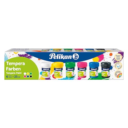 Conjunto de Tintas Pelikan Tempera (6 Un) Pelikan - Meios de pintura - tempera, lavável, 6 cores, misturável