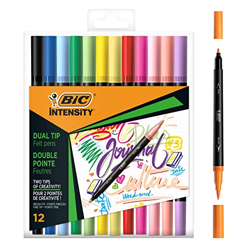 Marcadores BIC Intensity Dual Tip Multicor BIC - Marcadores e marcadores de texto - dual tip, multicor, traço fino, pincel flexível