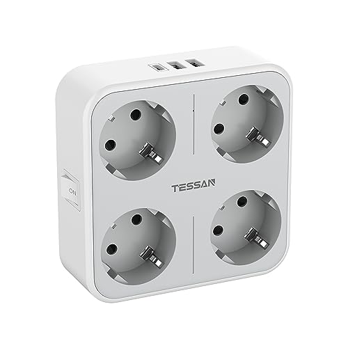 Adaptador de Energia TESSAN 7 em 1 com Usb C e Usb A Cinzento TESSAN - Fios de extensão - 7 em 1, usb-c, usb a, cinzento