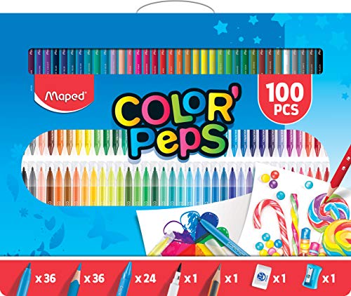 Conjunto de Desenhos MAPED Creative Color'Peps 100 Peças Maped - Kits de desenho e pintura - conjunto, desenhos, maped, Creative Color'Peps, 100 peças