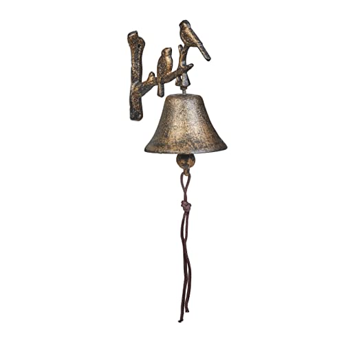 Campainha de Parede Relaxdays com Corda e Pássaros | Bronze Relaxdays - Campainhas e sinos de porta - parede, corda, pássaros, bronze