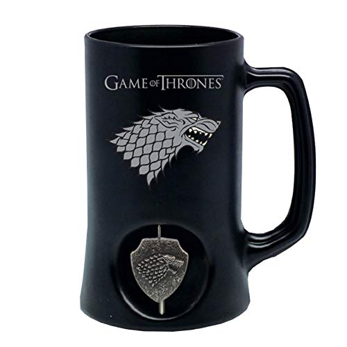 Caneca de Cerveja SD TOYS Stark Logo 3D Emblema Rotativo Preto Game Of Thrones SD Toys - Copos de cerveja - cerâmica, 3D, rotativo, 0,5L