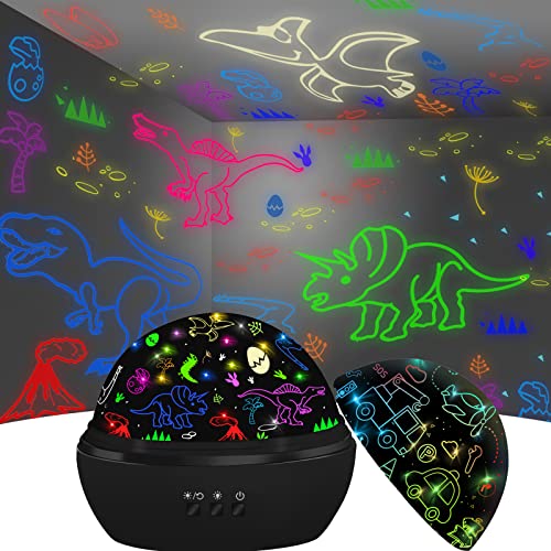 Luz de Projetor DQMOON Dinossauros (Idade Mínima Recomendada: 3 anos) DQMOON - Luminárias Decorativas - 8 cores, 360º, brinquedo educativo, dinossauros