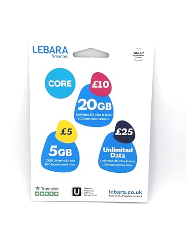 Lebara Uk Sim Card Prepaid 15Gb Data 1000Mins 1000Texts Lebara - Placas e adaptadores de interface de computador - SIM card, prepaid, 15gb, 1000 minutos, 1000 mensagens