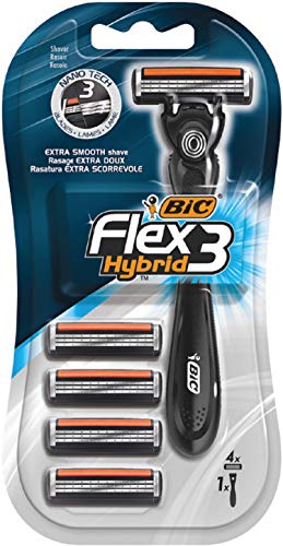 Máquina de Barbear Bic Flex 3 Hybrid Preto BIC - Lâminas e navalhas de barbear - máquina de barbear, bic flex 3 hybrid, preto, barbear eléctrica, cabeça pivotante, lâminas flexíveis, tecnologia de aferição