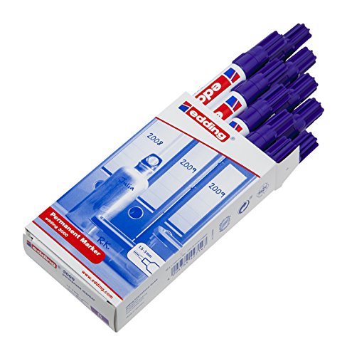 Marcador Permanente EDDING 3000 Ponta Redonda Cor Morado (Caixa de 10) Edding - Marcadores e marcadores de texto - ponta redonda, cor morado, tinta permanente, resistente