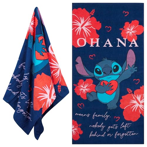 Toalha de Praia DISNEY Stitch Azul e Vermelho TexIdea - Toalhas de praia - disney, stitch, azul, vermelho