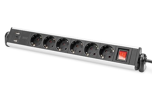 Digitus DN-96801 extensão elétrica 4 tomada(s) CA interior Preto Digitus - Fios de extensão - 4 tomadas, tipo f, preto, alumínio, usb 3